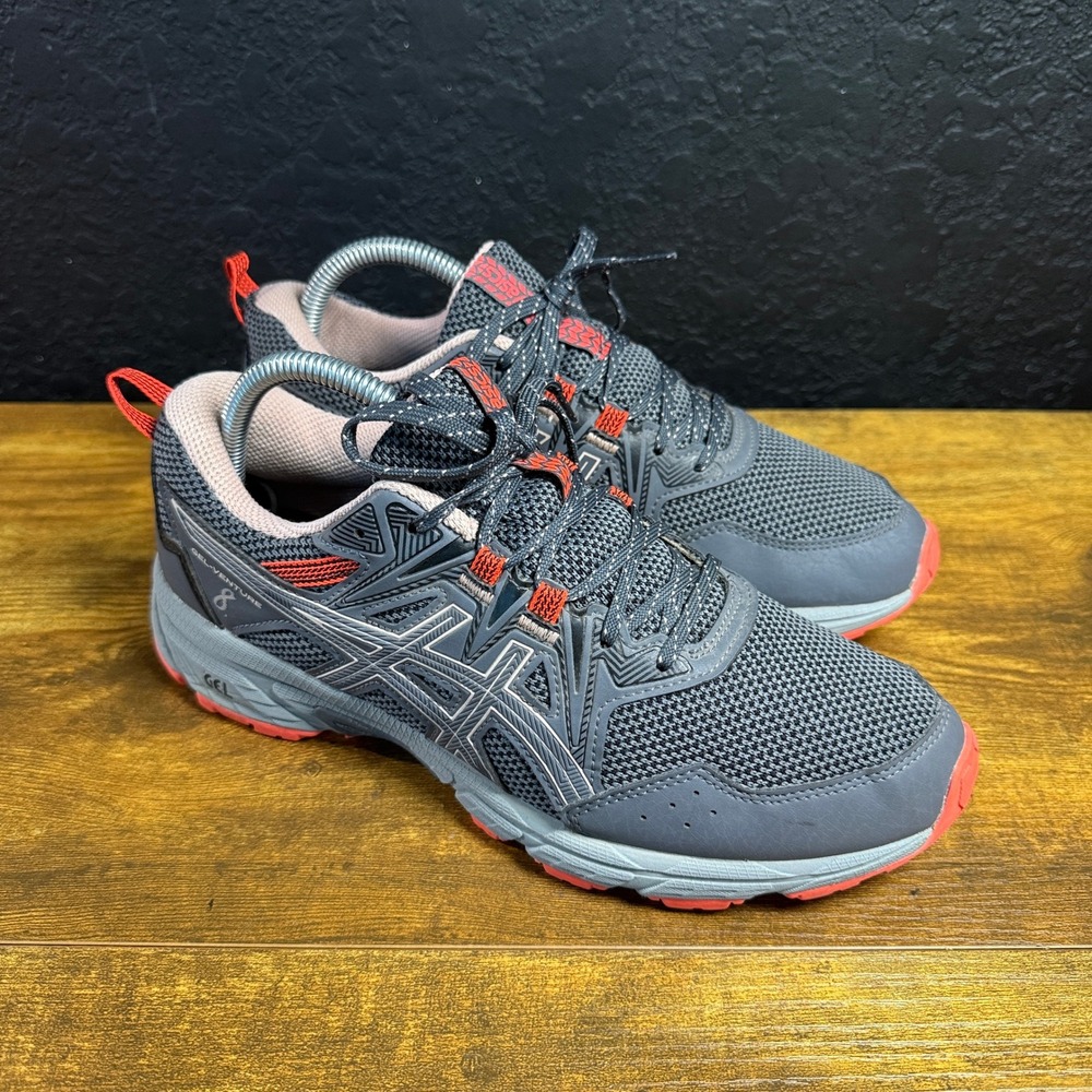 ASICS Gel-Venture 8 1012A708 Grey Coral Synthetic Mesh Trail Shoes Womens 8.5